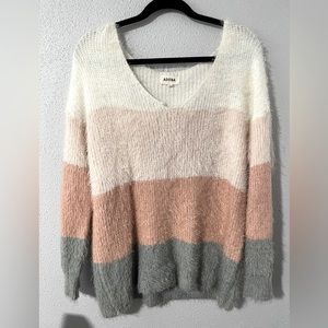 Pink, Grey, and White Sweater